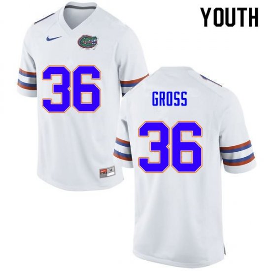 Youth Florida Gators #36 Dennis Gross NCAA Nike White Authentic Stitched College Football Jersey BFL6662VD